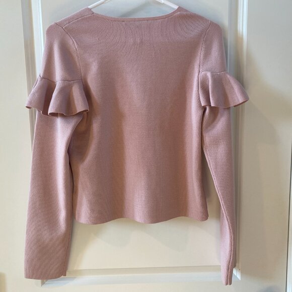 Express Pink Long Sleeve Crop Top w Ruffle Detailing Size Large NWT - Picture 5 of 8